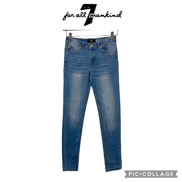 7 For All Mankind Mid Rise The Skinny girls jeans blue size 12 - Picture 1 of 9
